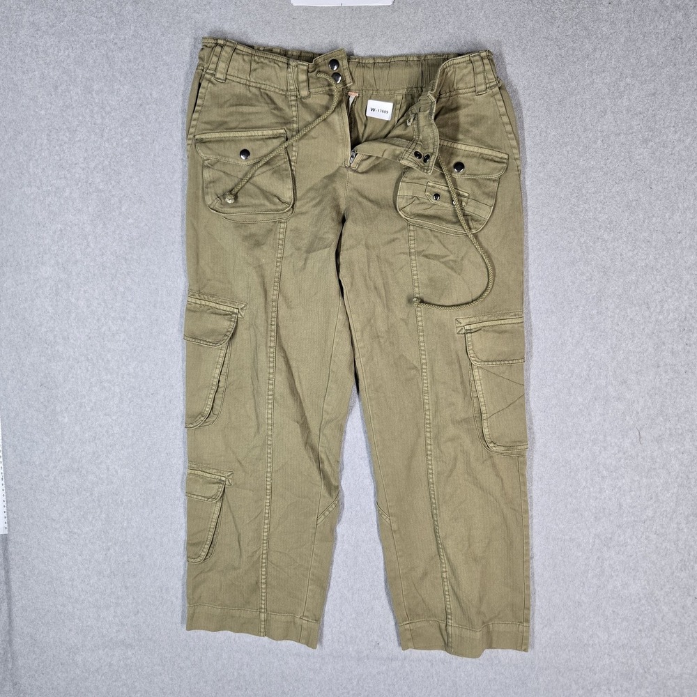 Free People Women Pants M Olive Green Tahiti Cargo Utility Grunge 27" Inseam